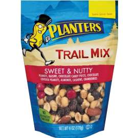 PLANTERS 451995 Trail Mix, Nutty, Sweet Flavor, 6 oz Bag