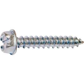 MIDWEST FASTENER 02960 Screw, #14 Thread, 2 in L, Coarse Thread, Hex, Slotted Drive, Self-Tapping, Sharp Point, Steel