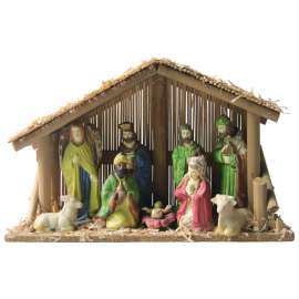 Hometown Holidays 89427 Christmas Collectible, Nativity Set with Stable, Assorted