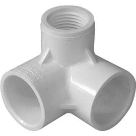 GENOVA 300 Series 33105 Pipe Elbow with Side Inlet, 1/2 in Slip, 1/2 in FIP, 90 deg, White