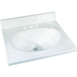 Foremost WW-1719 Vanity Top, 19 in OAL, 17 in OAW, Marble, White, Countertop Edge