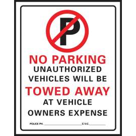 HY-KO 702 Parking Sign, Rectangular, Black/Red Legend, White Background