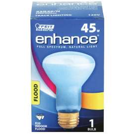 Feit Electric 45R20/N Incandescent Bulb, 50 W, R20 Lamp, Medium E26 Lamp Base, 3000 K Color Temp, 2000 hr Average Life