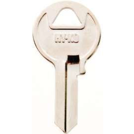 Hy-Ko Cylinder Blank Key, 1.668 in L x 0.843 in W x 0.083 in D, Brass, Nickel-Plated
