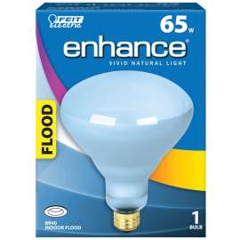 Feit Electric 65BR/N/RP Incandescent Lamp, 65 W, BR40 Lamp, Medium E26 Lamp Base, Daylight Light, 2000 hr Average Life