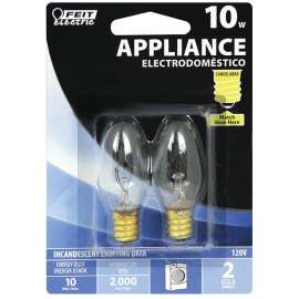 Feit Electric BP10C71/2/RP Incandescent Lamp, 10 W, Candelabra E12 Lamp Base, 63 Lumens, 2700 K Color Temp