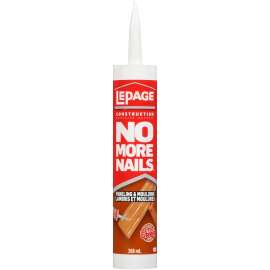 LePage No More Nails 1654662 Paneling and Molding Construction Adhesive, White, 266 mL Cartridge