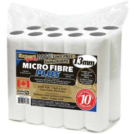 BENNETT 10PK M88-13MM Paint Roller, 13 mm Thick Nap, 240 mm L, Microfiber Cover