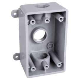 BELL PSB37550GY Weatherproof Box, 3.81 in W, 2 in D, 4.6 in H, NEMA 3R, PVC, Gray