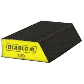 Diablo DFBLANGFIN04G Sanding Sponge, 5 in L, 3 in W, 100 Grit, Fine, Aluminum Oxide Abrasive