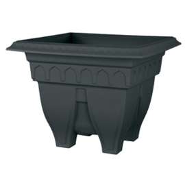 DCN Azura 1415-36 Patio Planter, 15-1/4 in D, Square, TPR, Black, Textured