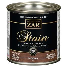 ZAR 11906 Wood Stain, Mocha, Liquid, 0.5 pt, Can