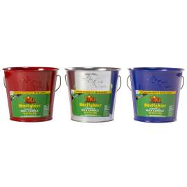 TIKI 1418094 Wax Bucket Candle, Blue/Red/Silver, Citronella, 35 hr Burn Time, 17 oz