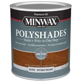 Minwax PolyShades 61440444 Wood Stain and Polyurethane, Antique Walnut, Liquid, 1 qt, Can