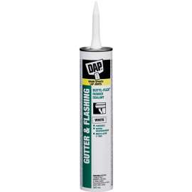 DAP Butyl-Flex 73754 Gutter and Flashing Sealant, White, Paste, 300 mL Tube
