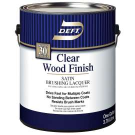DEFT 017-04 Brushing Lacquer, Liquid, Clear, 1 qt, Can