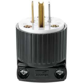 Eaton WD5266 Cord Plug, 2-Pole, 15 A, 125 V, Black/White