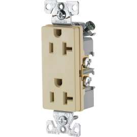 Eaton Wiring Devices TR6352V-BOX Duplex Receptacle, 2 -Pole, 20 A, 125 V, Back, Side Wiring, NEMA: 5-15R, Ivory