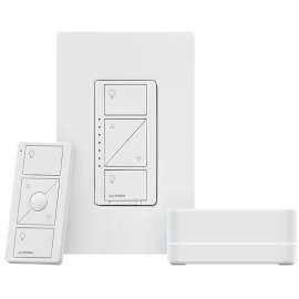 Lutron Caseta Wireless P-BDG-PKG1W Smart Lighting Dimmer Switch Starter Kit, White