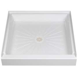 DURABASE 3232M Shower Base, 32 in L, 32 in W, 5-1/2 in H, Fiberglass, White
