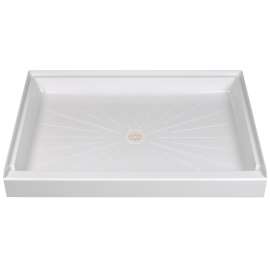 DURABASE 3448M Shower Base, 34 in L, 48 in W, 5-1/2 in H, Fiberglass, White
