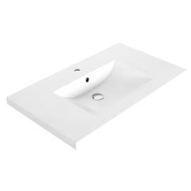 Luxo Marble MAG 3722-1-107S Sink, 36-1/4 in OAL, 21-1/4 in OAW, Synthetic Marble, White