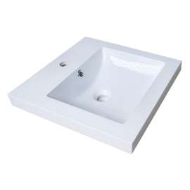 Luxo Marble RECT 1802-1-107S Vanity Top, 18 in OAL, 18 in OAW, Synthetic Marble, White