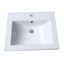 Luxo Marble RECT 2402-1-107S Vanity Top, 24-1/2 in OAL, 19 in OAW, Synthetic Marble, White, Square Bowl