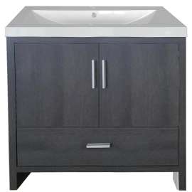 Luxo Marble SMALLY 3019 CG Bathroom Vanity, 29-3/4 in W Cabinet, 16-1/2 in D Cabinet, MDF, Charcoal Gray, 1-Sink