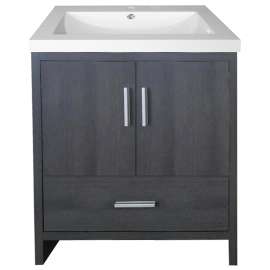 Luxo Marble SMALLY 2419 CG Bathroom Vanity, 24 in W Cabinet, 16-1/2 in D Cabinet, MDF, Charcoal Gray, 1-Sink