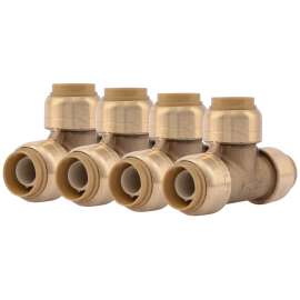 SharkBite U362LFA4 Pipe Tee, 1/2 in, Push-to-Connect, Brass, 200 psi Pressure