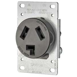 Leviton R20-05207-S10 Electrical Receptacle, 3 -Pole, 125/250 V, 30 A, NEMA: NEMA 10-30R, Black