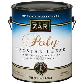 Aqua ZAR 34513 Polyurethane, Semi-Gloss, Liquid, Crystal Clear, 1 gal, Can
