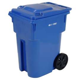 USD Global 60269285Q1 Wheeled Refuse Can, 95 gal Capacity, Polyethylene, Blue, Lid Closure