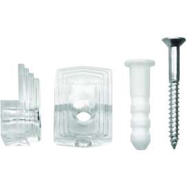 OOK 50225 Mirror Clip Set, 20 lb, Plastic, Clear, Wall Mounting