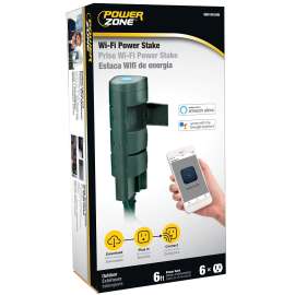 Powerzone ORWFICDTSTK6 Power Stake, 1 -Pole, 125 V, Grounded Socket, Wi-Fi, Green