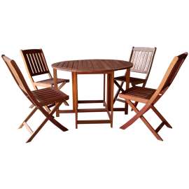 Seasonal Trends IP242-028SET Folding Dining Set, 4 pcs-Piece, 200 lbs. Seating, Round Table, Wood Tabletop