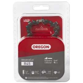 Oregon AdvanceCut R45 Chainsaw Chain, 12 in L Bar, 0.043 Gauge, 3/8 in TPI/Pitch, 45-Link