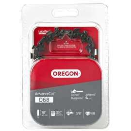 Oregon AdvanceCut D68 Chainsaw Chain, 18 in L Bar, 0.05 Gauge, 3/8 in TPI/Pitch, 68-Link