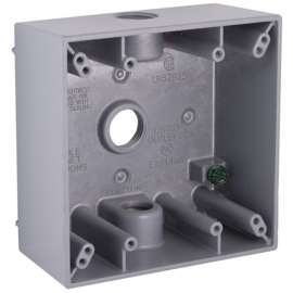 HUBBELL 5333-0 Weatherproof Box, 3 -Outlet, 1 -Gang, Aluminum, Gray, Powder-Coated