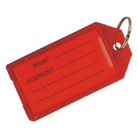 Vulcan YC0042 Name Tag Key Ring, Rectangle, Plastic, Blue/Green/Red/Yellow