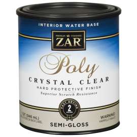 Aqua ZAR 34512 Polyurethane, Semi-Gloss, Liquid, Crystal Clear, 1 qt, Can
