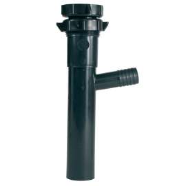 Plumb Pak PPC66-4B Branch Tailpiece, 1-1/2 in, 8 in L, Slip-Joint, Plastic, Black