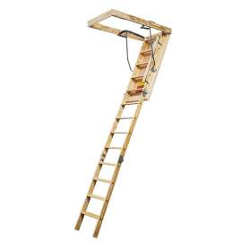 MARWIN A-81 Attic Ladder, 10 ft H Ceiling, 22-1/2 x 54 in Ceiling Opening, 250 lb Duty Rating, Plywood