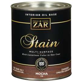 ZAR 11912 Wood Stain, Mocha, Liquid, 1 qt, Can