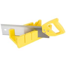 Vulcan JL42402 Miter Box with Saw, 4 in W Cutting, 2.25 in D Cutting, Plastic, Yellow