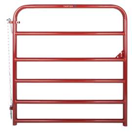 TARTER 6ER4 Tube Gate, 4 ft W Gate, 50 in H Gate, Steel Frame, Red