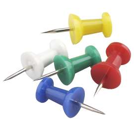 Onward 4520R Push Pin, 3/8 in Dia, Metal/Plastic, Assorted