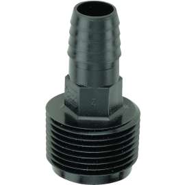 TORO 53389 Adapter, 3/8 x 3/4 in Connection, Barb x Male, Plastic, Black