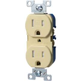 Eaton Wiring Devices TRBR15V-BXSP Duplex Receptacle, 2 -Pole, 15 A, 125 V, Back, Side Wiring, NEMA: 5-15R, Ivory